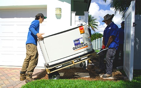 techs preparing for generator installation